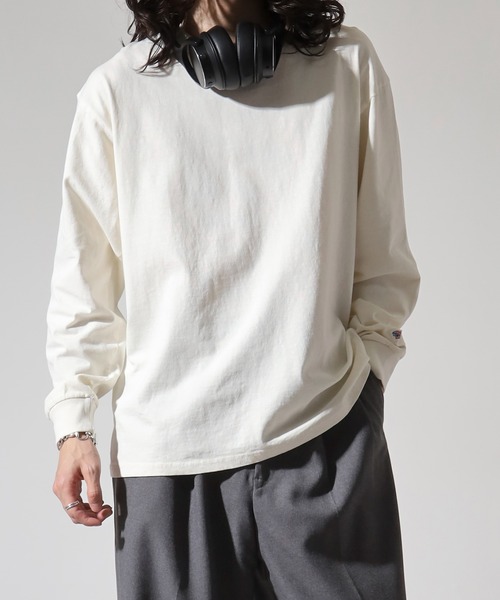 JEMORGAN(ジェーイーモーガン)の「JEMORGAN 天竺ピグメントクルーネックL/S-T(Tシャツ/カットソー・メンズ・グリーン/ブラック/ブルー/オフホワイト/パープル/オレンジ・XL/L/M)」の7枚目の写真