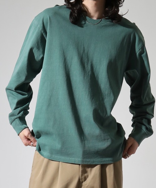 JEMORGAN(ジェーイーモーガン)の「JEMORGAN 天竺ピグメントクルーネックL/S-T(Tシャツ/カットソー・メンズ・グリーン/ブラック/ブルー/オフホワイト/パープル/オレンジ・XL/L/M)」の16枚目の写真