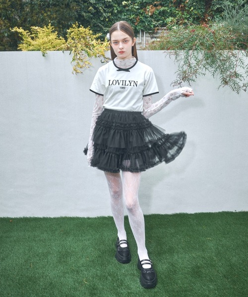 リボン&フラワー柄シアートップス（その他トップス）｜Lovilyn