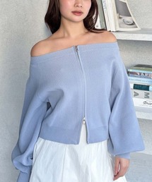 Wzipオフショルポリニット