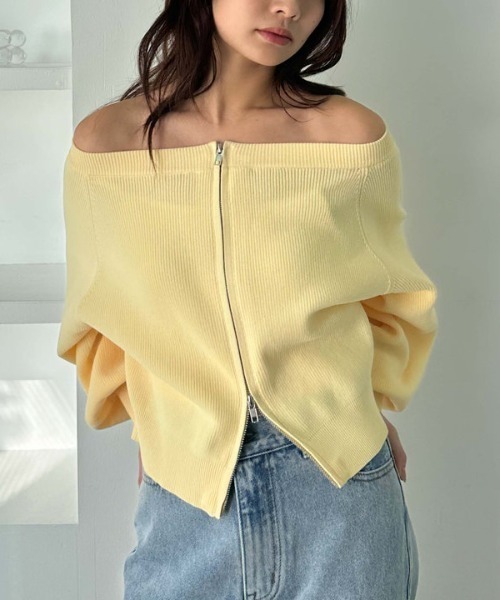 archives（アルシーヴ）の「Ｗｚｉｐオフショルポリニット（ニット/セーター・レディース・アイボリー/ブルー/イエロー/ブラック・MEDIUM）」の6枚目の写真