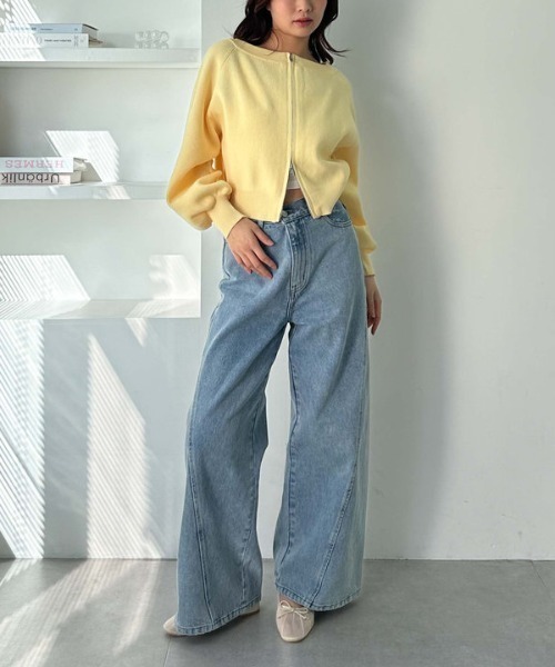 archives（アルシーヴ）の「Ｗｚｉｐオフショルポリニット（ニット/セーター・レディース・アイボリー/ブルー/イエロー/ブラック・MEDIUM）」の8枚目の写真