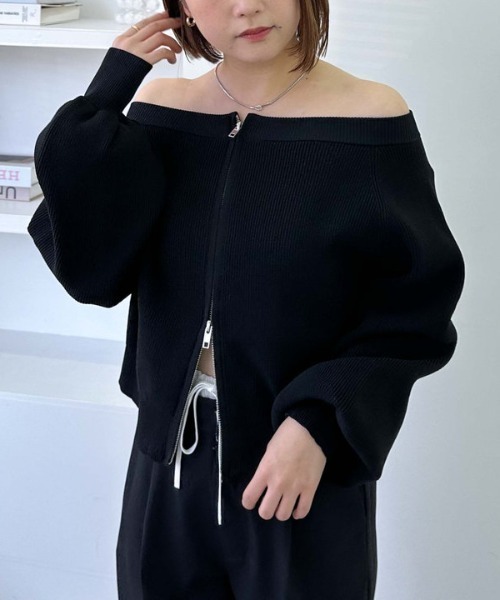archives（アルシーヴ）の「Ｗｚｉｐオフショルポリニット（ニット/セーター・レディース・アイボリー/ブルー/イエロー/ブラック・MEDIUM）」の18枚目の写真