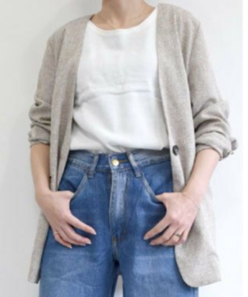 aquagarage(アクアガレージ)の「ノーラペルジャケット(その他アウター・レディース・ネイビー/オートミール・ONESIZE)」の13枚目の写真