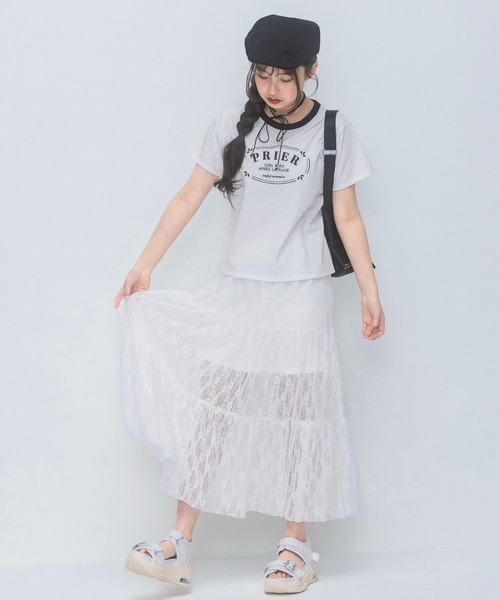 repipi armario（レピピ アルマリオ）の「【2WAY】レースロングスカート（スカート・キッズ・ブラック/ホワイト・MEDIUM/LARGE）」の19枚目の写真