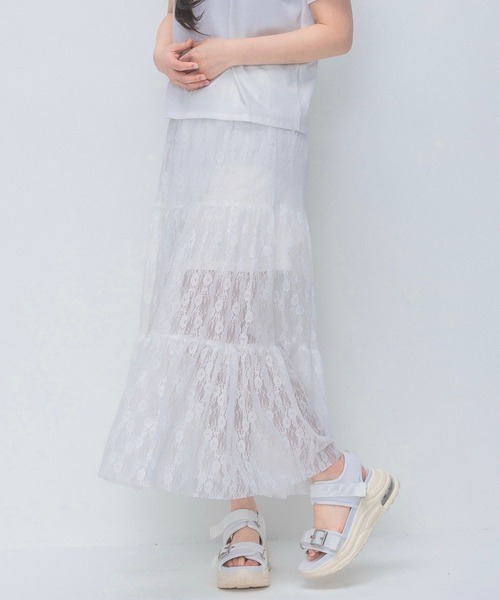 repipi armario（レピピ アルマリオ）の「【2WAY】レースロングスカート（スカート・キッズ・ブラック/ホワイト・MEDIUM/LARGE）」の21枚目の写真