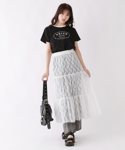 repipi armario（レピピ アルマリオ）の「【2WAY】レースロングスカート（スカート・キッズ・ブラック/ホワイト・MEDIUM/LARGE）」の5枚目の写真