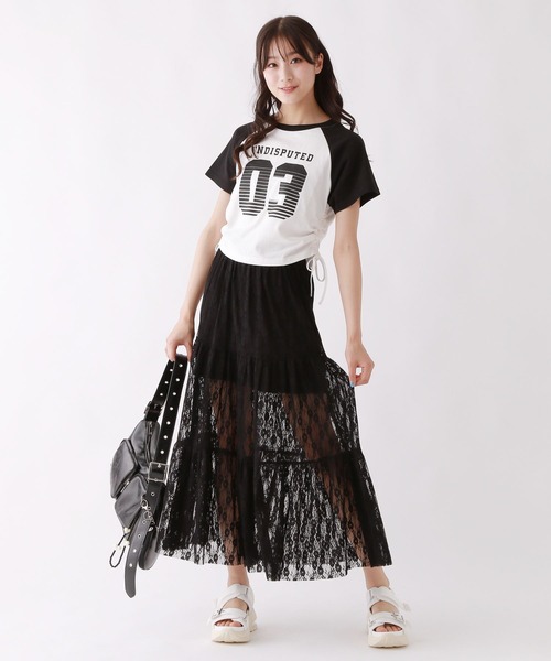 repipi armario（レピピ アルマリオ）の「【2WAY】レースロングスカート（スカート・キッズ・ブラック/ホワイト・MEDIUM/LARGE）」の8枚目の写真