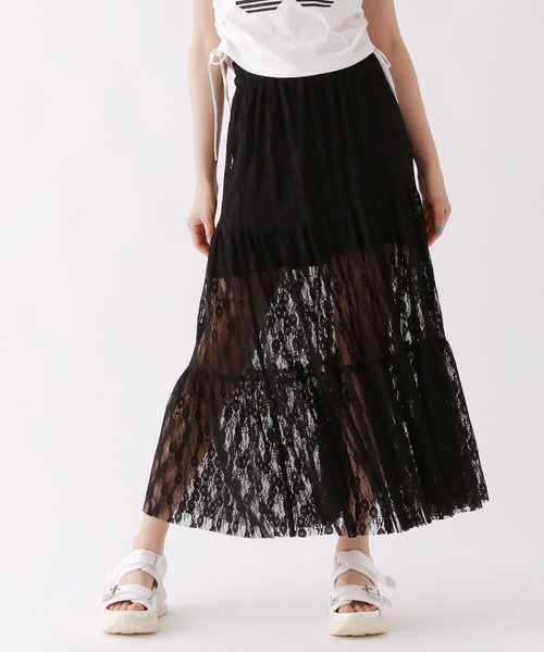 repipi armario（レピピ アルマリオ）の「【2WAY】レースロングスカート（スカート・キッズ・ブラック/ホワイト・MEDIUM/LARGE）」の9枚目の写真