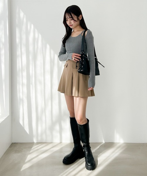 Heather（ヘザー）の「ポケットデザインプリーツミニスカート　324763（スカート・レディース・グレー/ブラック/ベージュ・S/M）」の16枚目の写真