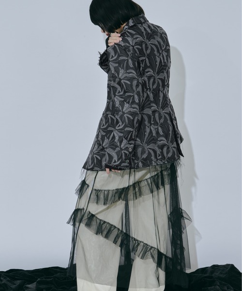 Ezick（エジック）の「Lady mode flower　ジャガードジャケット（テーラードジャケット・レディース・ブラック/グレー/ゴールド・FREE）」の19枚目の写真