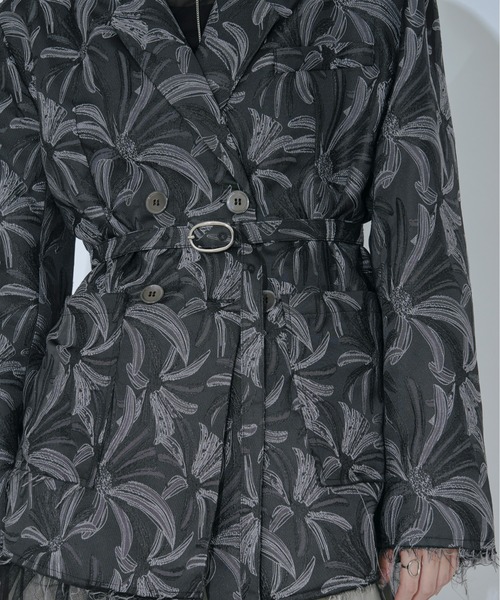 Ezick（エジック）の「Lady mode flower　ジャガードジャケット（テーラードジャケット・レディース・ブラック/グレー/ゴールド・FREE）」の17枚目の写真