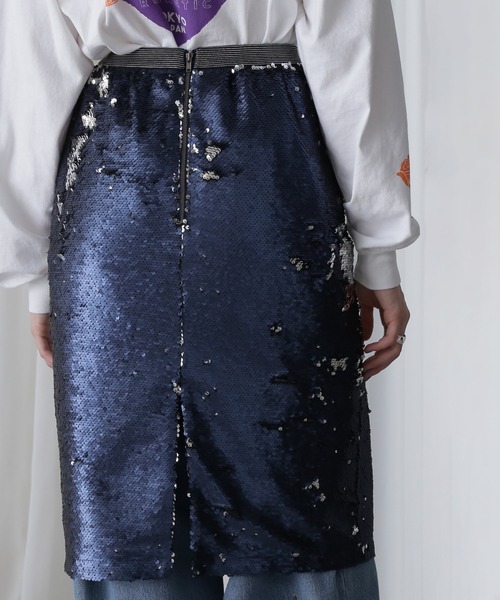 ROSE BUD(ローズバッド)の「SPANGLE SKIRT(スカート・レディース・ネイビー/ゴールド・ONE SIZE)」の8枚目の写真