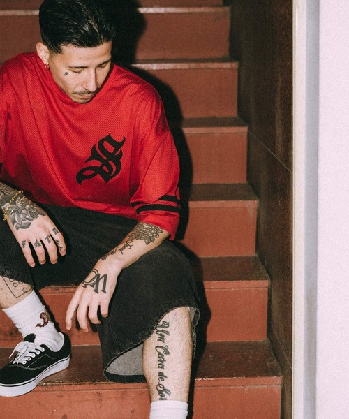 Subciety（サブサエティ）の「Mesh football tee（Tシャツ/カットソー・メンズ・ブラック/レッド/ホワイト・X-LARGE/LARGE/MEDIUM/SMALL）」の14枚目の写真