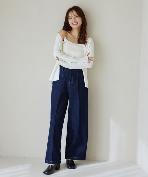 mysty woman(ミスティウーマン)の「Vネックカーディガン×ニットビスチェSET 324730(カーディガン/ボレロ・レディース・ブラック/ライトグリーン/オフホワイト・FREE)」の14枚目の写真