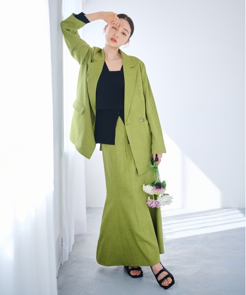 mysty woman(ミスティウーマン)の「Vネックカーディガン×ニットビスチェSET 324730(カーディガン/ボレロ・レディース・ブラック/ライトグリーン/オフホワイト・FREE)」の5枚目の写真