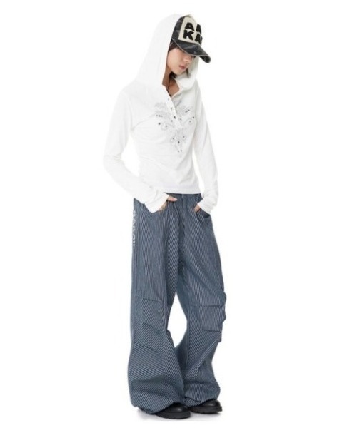 AAKAM】Studded Leaf Hooded Long Sleeve（Tシャツ/カットソー