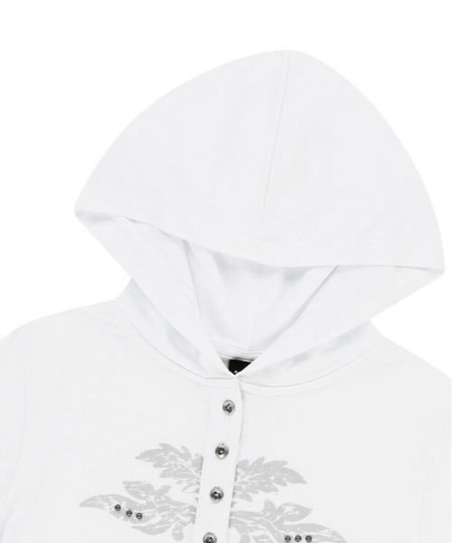 【AAKAM】Studded Leaf Hooded Long Sleeve ★男女共用★追跡付 AAKAM】Studded Leaf Hooded Long Sleeve（Tシャツ/カットソー