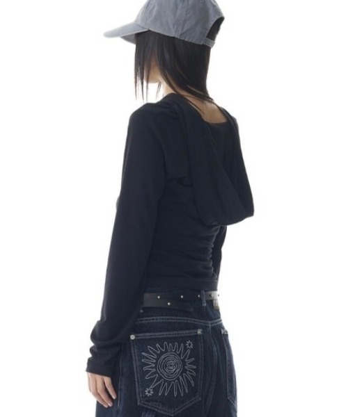 【AAKAM】Studded Leaf Hooded Long Sleeve ★男女共用★追跡付 AAKAM】Studded Leaf Hooded Long Sleeve（Tシャツ/カットソー