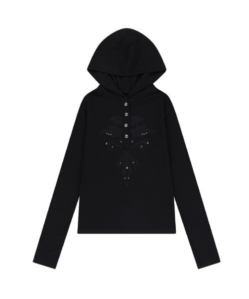 AAKAM】Studded Leaf Hooded Long Sleeve（Tシャツ/カットソー
