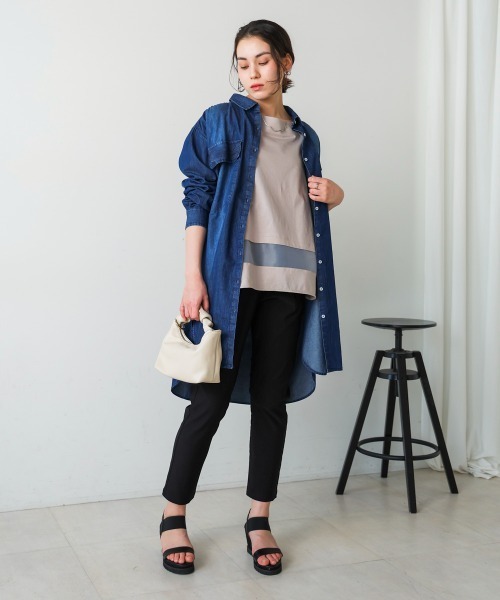 Bou Jeloud（ブージュルード）の「Ｗシルケットシアーラインプルオーバー（Tシャツ/カットソー・レディース・ブラック/グレー/A・FREE）」の4枚目の写真