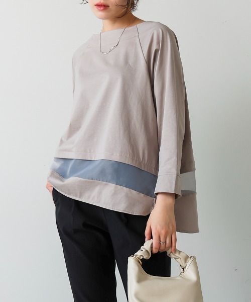 Bou Jeloud（ブージュルード）の「Ｗシルケットシアーラインプルオーバー（Tシャツ/カットソー・レディース・ブラック/グレー/A・FREE）」の5枚目の写真