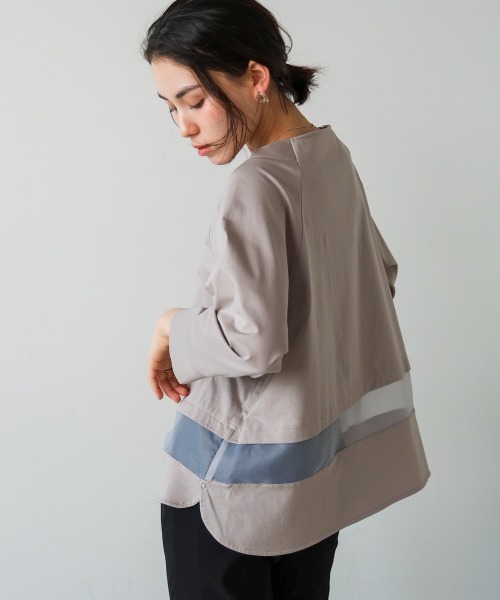 Bou Jeloud（ブージュルード）の「Ｗシルケットシアーラインプルオーバー（Tシャツ/カットソー・レディース・ブラック/グレー/A・FREE）」の6枚目の写真