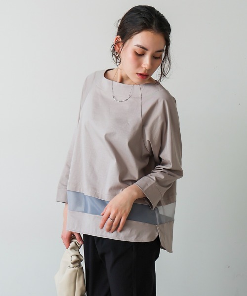 Bou Jeloud（ブージュルード）の「Ｗシルケットシアーラインプルオーバー（Tシャツ/カットソー・レディース・ブラック/グレー/A・FREE）」の8枚目の写真