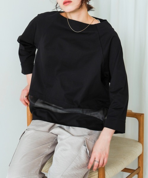 Bou Jeloud（ブージュルード）の「Ｗシルケットシアーラインプルオーバー（Tシャツ/カットソー・レディース・ブラック/グレー/A・FREE）」の18枚目の写真