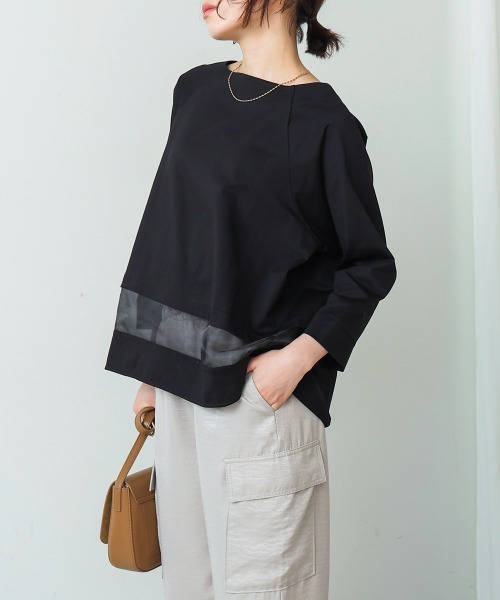 Bou Jeloud（ブージュルード）の「Ｗシルケットシアーラインプルオーバー（Tシャツ/カットソー・レディース・ブラック/グレー/A・FREE）」の21枚目の写真