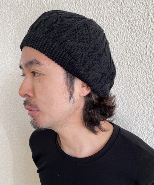 polcadot(ポルカドット)の「COOL TOUGH CABLE BERET/ケーブル ベレー接触冷感生地使用(ハンチング/ベレー帽・レディース・ライトグレー/ブラック/グレイッシュベージュ・FREE)」の11枚目の写真