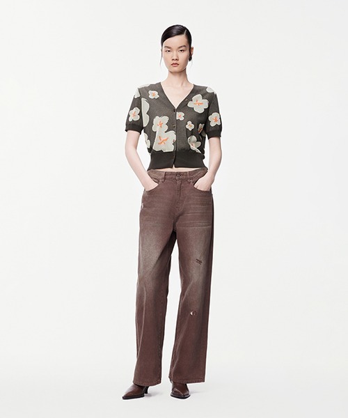 JNBY（ジェーエヌビーワイ）の「Bloom V-neck Cardigan / Vネックカーディガン（ニット/セーター・レディース・グレー/ブラウン・38/40）」の5枚目の写真