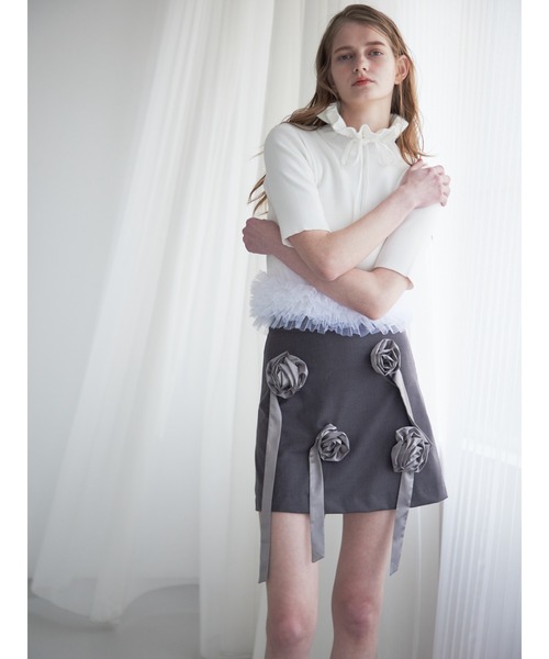 etre loin(エトルワン)の「Rose mini skirt(スカート・レディース・ブルー/グレー/ブラック・M)」の6枚目の写真