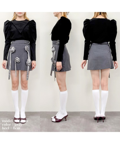 etre loin(エトルワン)の「Rose mini skirt(スカート・レディース・ブルー/グレー/ブラック・M)」の10枚目の写真