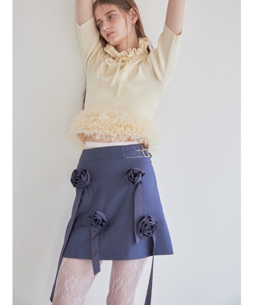 etre loin(エトルワン)の「Rose mini skirt(スカート・レディース・ブルー/グレー/ブラック・M)」の5枚目の写真