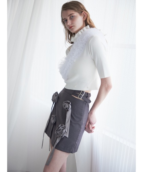etre loin(エトルワン)の「Rose mini skirt(スカート・レディース・ブルー/グレー/ブラック・M)」の4枚目の写真