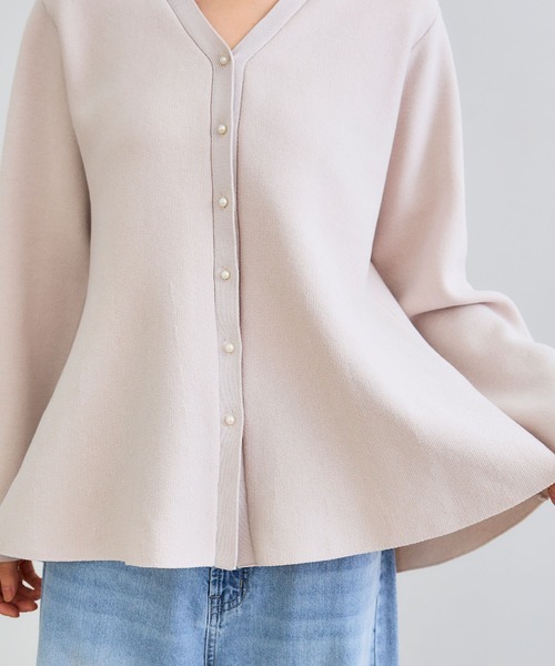 CROSS FUNCTION（クロスファンクション）の「《洗える》サマ美え マシュマロミラノAラインペプラムカーディガン【CF/クロスファンクション】（カーディガン/ボレロ・レディース・ライトベージュ/ブラック/レッド/ネイビー/ライトブルー・L/M/LL）」の18枚目の写真