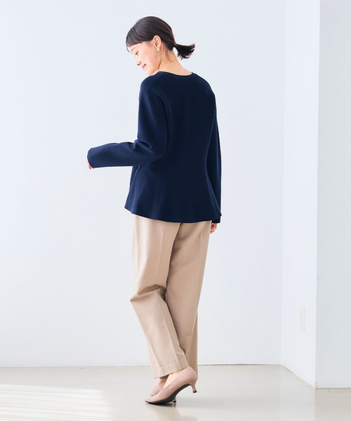 CROSS FUNCTION（クロスファンクション）の「《洗える》サマ美え マシュマロミラノAラインペプラムカーディガン【CF/クロスファンクション】（カーディガン/ボレロ・レディース・ライトベージュ/ブラック/レッド/ネイビー/ライトブルー・L/M/LL）」の7枚目の写真