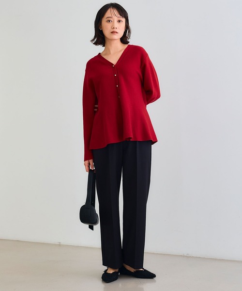 CROSS FUNCTION（クロスファンクション）の「《洗える》サマ美え マシュマロミラノAラインペプラムカーディガン【CF/クロスファンクション】（カーディガン/ボレロ・レディース・ライトベージュ/ブラック/レッド/ネイビー/ライトブルー・L/M/LL）」の12枚目の写真