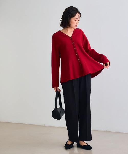 CROSS FUNCTION（クロスファンクション）の「《洗える》サマ美え マシュマロミラノAラインペプラムカーディガン【CF/クロスファンクション】（カーディガン/ボレロ・レディース・ライトベージュ/ブラック/レッド/ネイビー/ライトブルー・L/M/LL）」の14枚目の写真