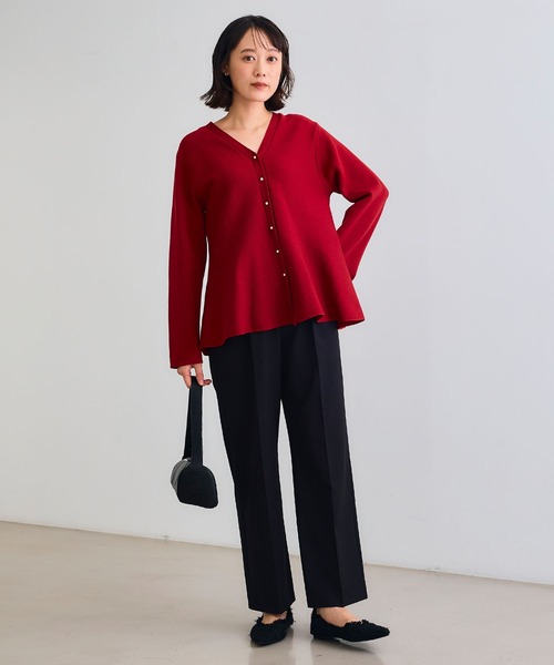 CROSS FUNCTION（クロスファンクション）の「《洗える》サマ美え マシュマロミラノAラインペプラムカーディガン【CF/クロスファンクション】（カーディガン/ボレロ・レディース・ライトベージュ/ブラック/レッド/ネイビー/ライトブルー・L/M/LL）」の13枚目の写真