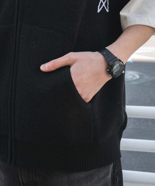 WEGO（ウィゴー）の「WEGO/ジャガードノースリジップパーカー（ベスト・メンズ・グレー/ブラック・MEDIUM/LARGE）」の7枚目の写真