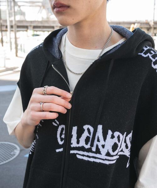 WEGO（ウィゴー）の「WEGO/ジャガードノースリジップパーカー（ベスト・メンズ・グレー/ブラック・MEDIUM/LARGE）」の5枚目の写真