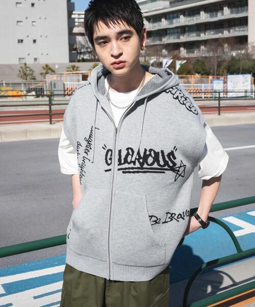 WEGO（ウィゴー）の「WEGO/ジャガードノースリジップパーカー（ベスト・メンズ・グレー/ブラック・MEDIUM/LARGE）」の9枚目の写真