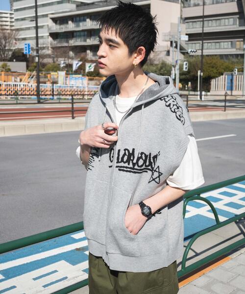 WEGO（ウィゴー）の「WEGO/ジャガードノースリジップパーカー（ベスト・メンズ・グレー/ブラック・MEDIUM/LARGE）」の10枚目の写真