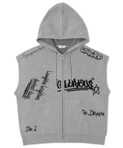 WEGO（ウィゴー）の「WEGO/ジャガードノースリジップパーカー（ベスト・メンズ・グレー/ブラック・MEDIUM/LARGE）」の19枚目の写真