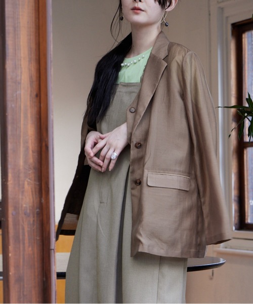 トゥモローランド コレクション　シアージャケット　ブラウン　テーラード セール】シアーオーガンジー シースルージャケット（テーラード