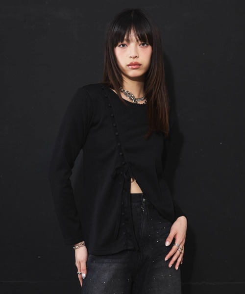 DIP IN CHOCOLATE(ディップインチョコレート)の「アシメデザインカットソー【DIP IN CHOCOLATE】(Tシャツ/カットソー・レディース・ブラック/グレー/オフホワイト・F)」の3枚目の写真