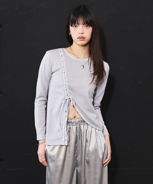 DIP IN CHOCOLATE(ディップインチョコレート)の「アシメデザインカットソー【DIP IN CHOCOLATE】(Tシャツ/カットソー・レディース・ブラック/グレー/オフホワイト・F)」の9枚目の写真