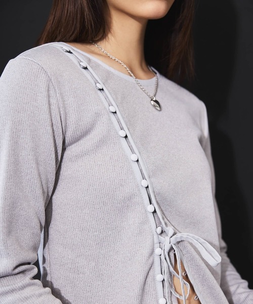DIP IN CHOCOLATE(ディップインチョコレート)の「アシメデザインカットソー【DIP IN CHOCOLATE】(Tシャツ/カットソー・レディース・ブラック/グレー/オフホワイト・F)」の15枚目の写真